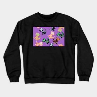 Skeleton T-Rex on Purple Crewneck Sweatshirt